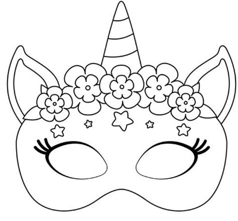 Kleurplaat Unicorn Masker