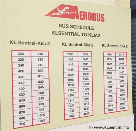 klia2 to kl sentral bus schedule