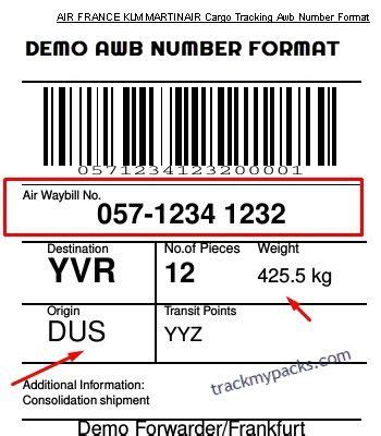 klm cargo tracking number