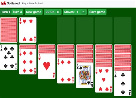 klondike solitaire green felt three card turn