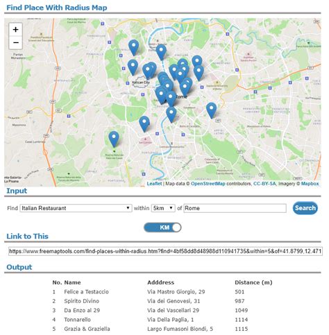 Km Radius From Postcode