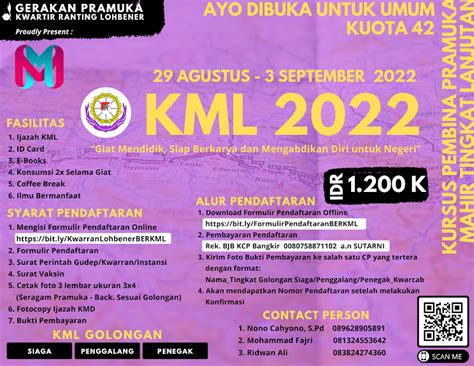 Info Pelaksanaan KMD dan KML Kwarran Lohbener Bulan Agustus 2022