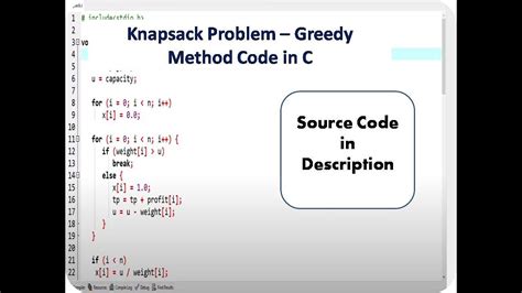 knapsack problem greedy algorithm program in c