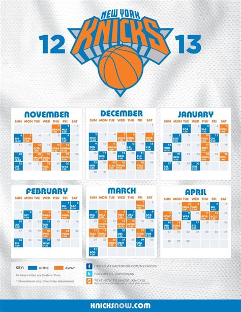 knicks schedule 2012