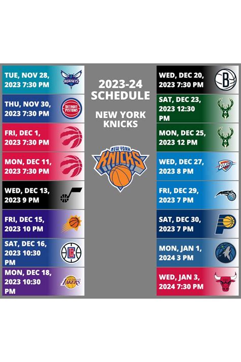 knicks schedule january 2024