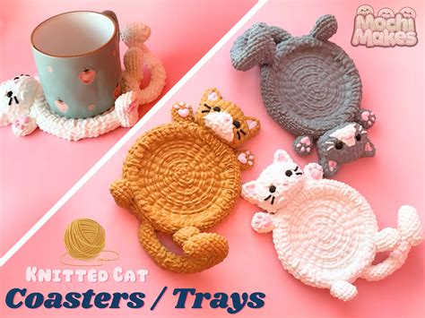 Knitted Cat Coasters Pattern