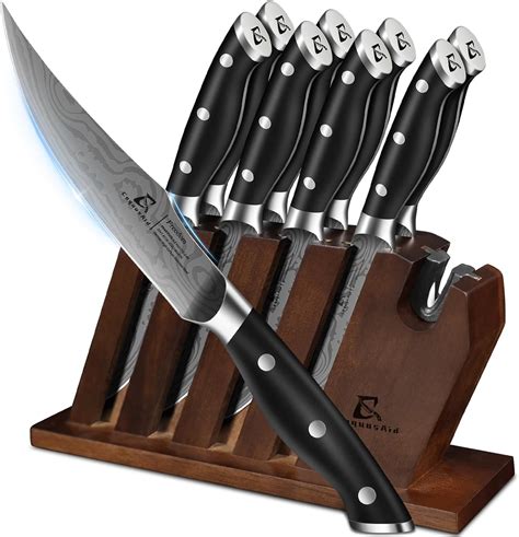Knives With Sharpener In Block