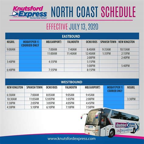 knutsford express jamaica bus schedule