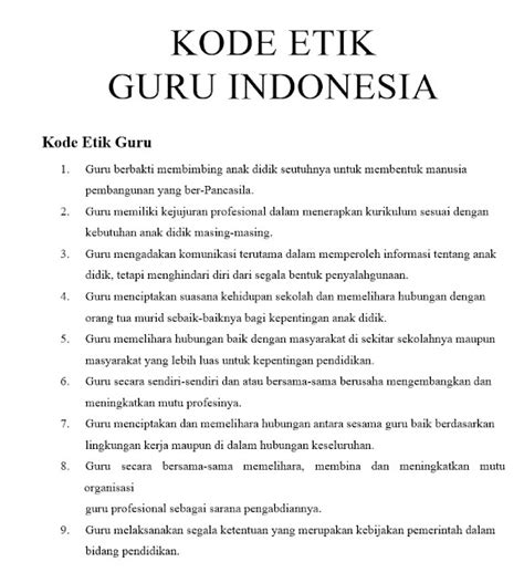 kode etik guru sebagai pendidik