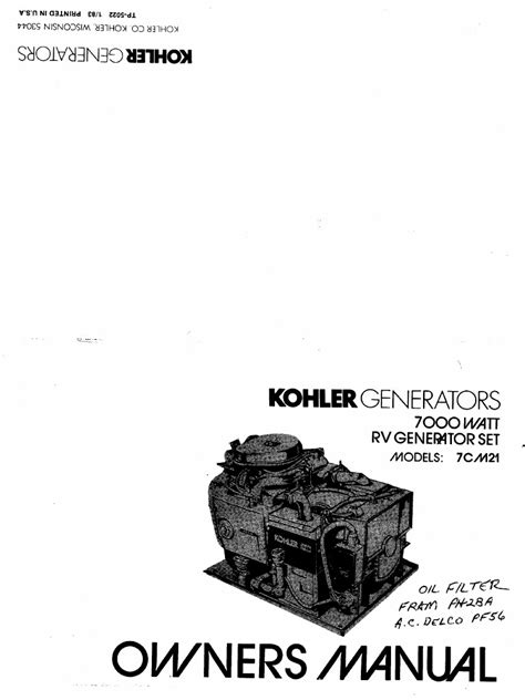 kohler generator service manuals free