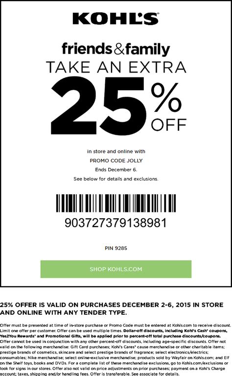 kohls in store discount code