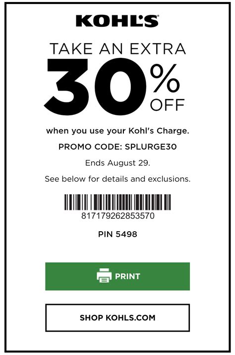 Kohls Printable Coupon Code