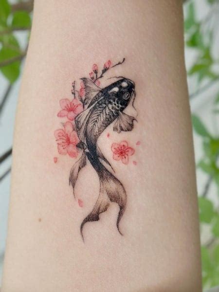 Koi Fish Flower Tattoo