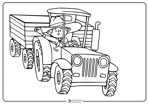 kolorowanka traktor tom z przyczepą