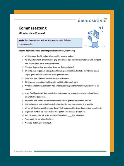 Sekundarstufe Unterrichtsmaterial DaF/DaZ Grammatik Kommasetzung bei Aufzählungen