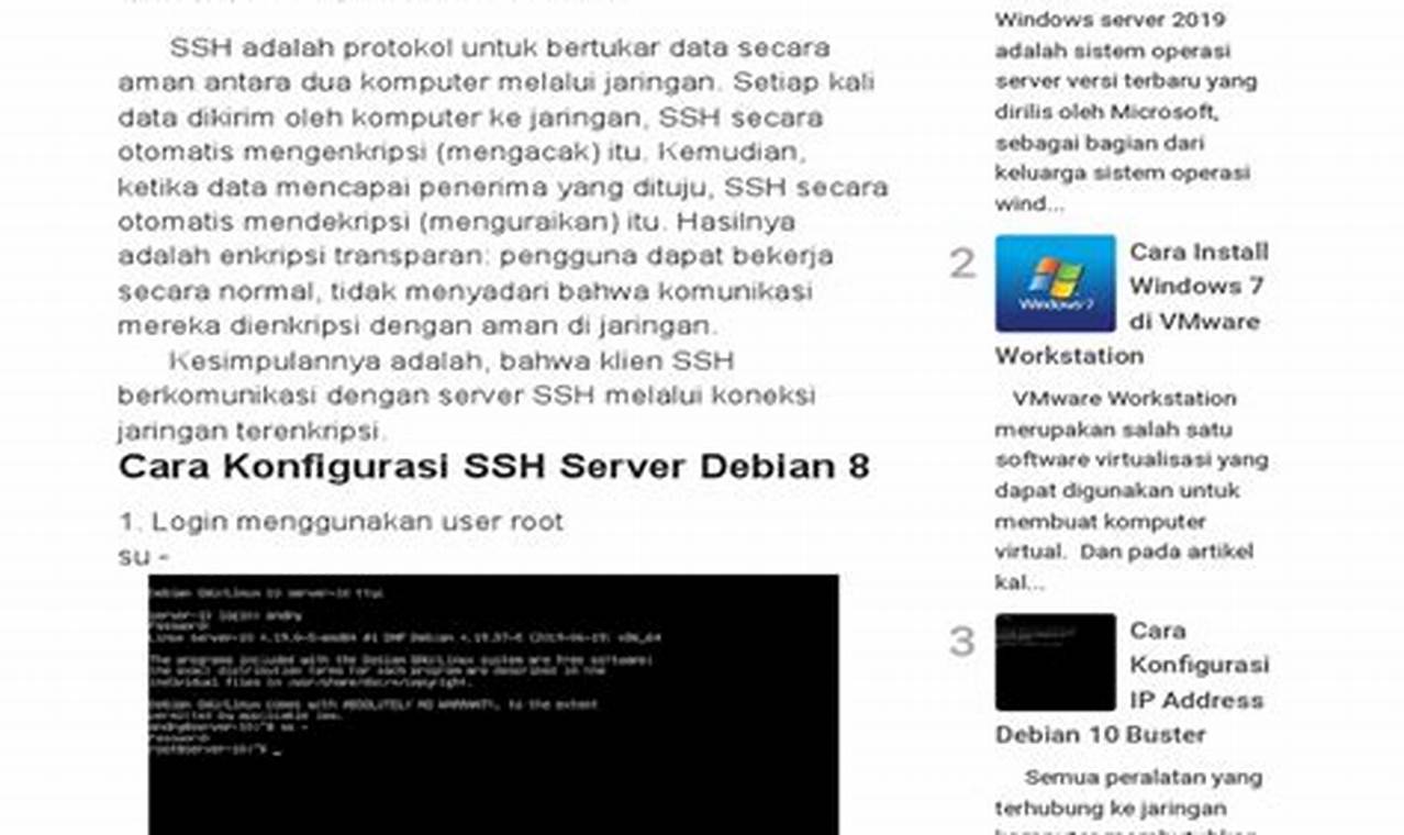 Konfigurasi Ssh Server Debian 10