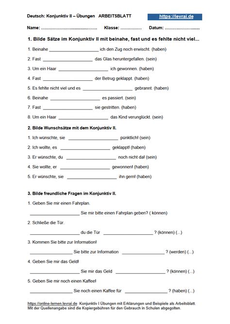 Arbeitsblätter Konjunktiv 1 Und 2 Mit Lösungen Pdf Worksheets