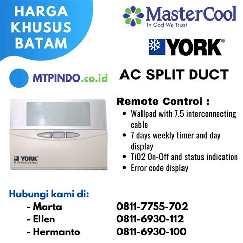 JUAL AC SPLIT DUCT YORK 10 PK NON INVERTER MAL 100 R407/R410