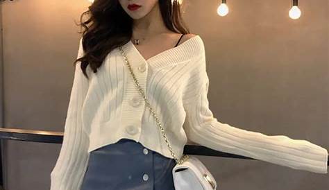 Mix Knit Buttonless Cardigan Korean fashion, Korean fashion trends