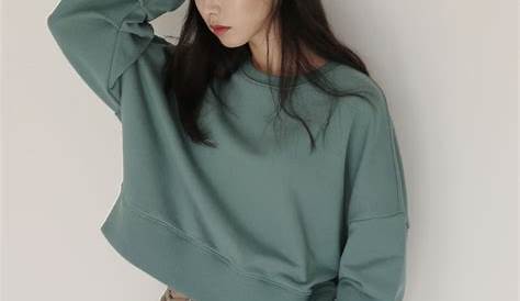 korean fashion casual street sleep green jumper sweater cream brown