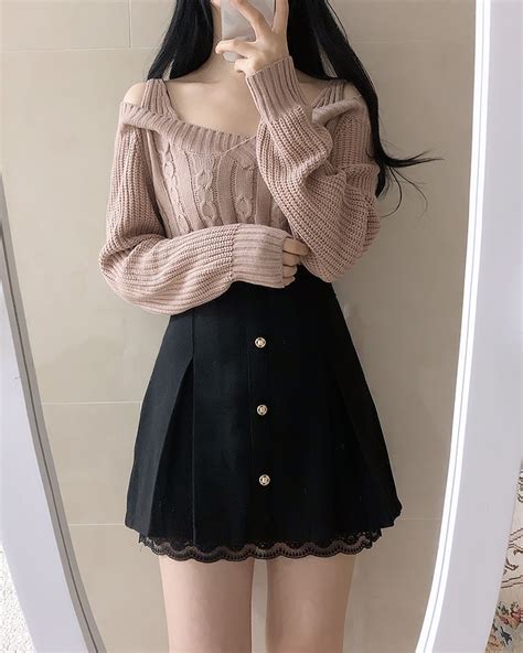 2018 fall Korean style women high waist A line skirts schoolgirl