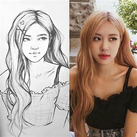 korean girl drawing sketch easy