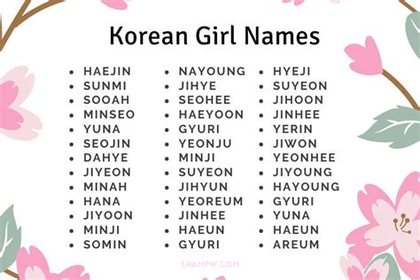 korean girl names that start with an h