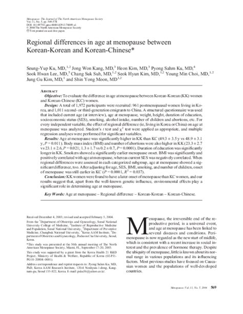 Korean Menopause Age