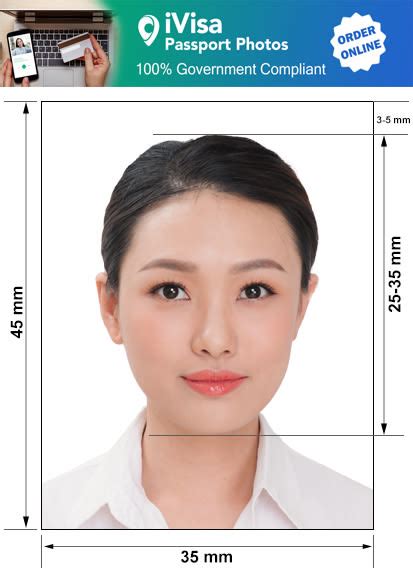 korean visa id picture size
