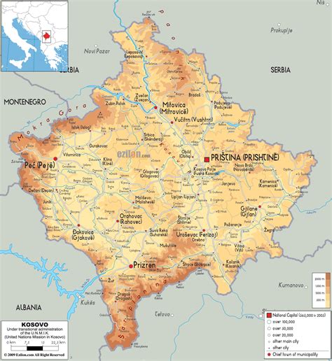 kosovo on a map