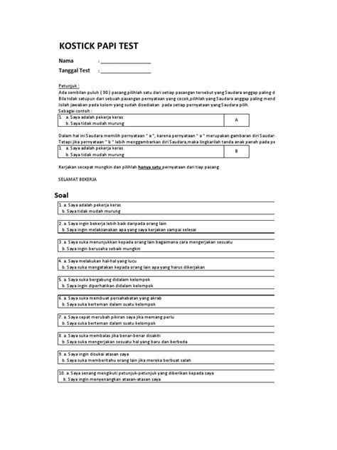 kostick test pdf