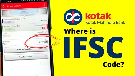 kotak bank details by ifsc code