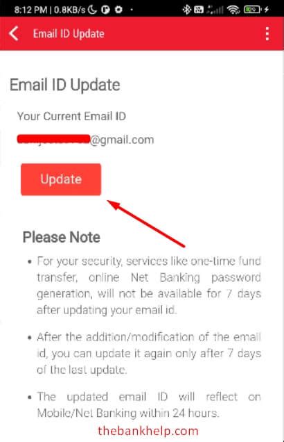 kotak bank email id update