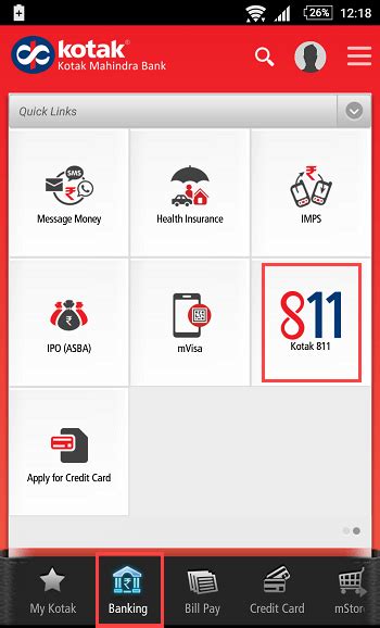 kotak net banking 811 account