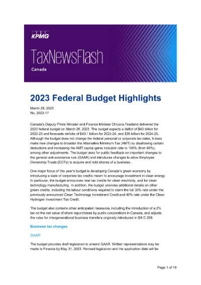 kpmg federal budget highlights 2023