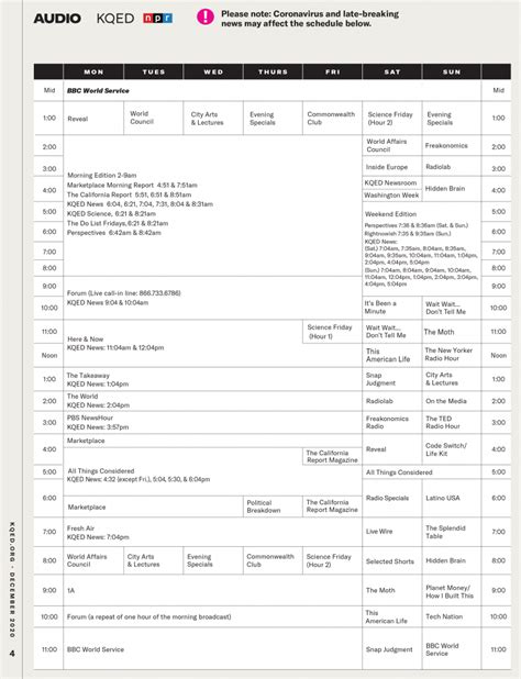 kqed weekly schedule