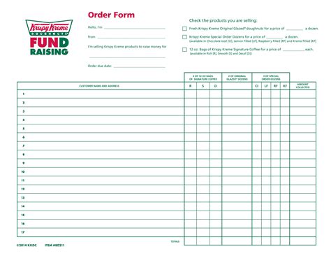 krispy kreme doughnut order form