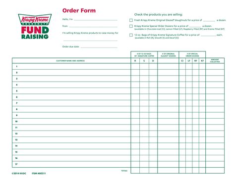 krispy kreme doughnuts fundraising order form