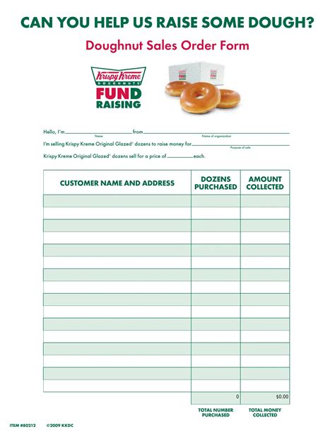 Krispy Kreme Printable Order Form