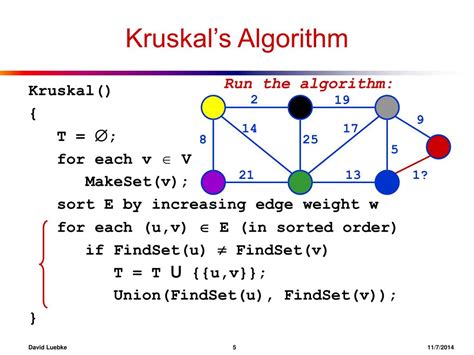 kruskal algorithm in data structure ppt