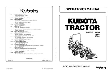 kubota bx23s operating manual