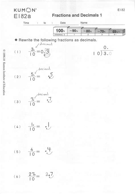 5 Kumon Math Level E Worksheets