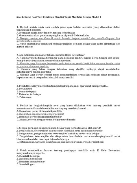 kunci jawaban modul 1 merdeka belajar latihan pemahaman