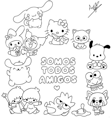 kuromi hello kitty y sus amigos para colorear