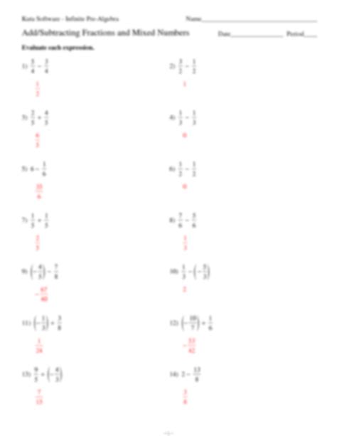 Kuta Math Worksheets Fractions