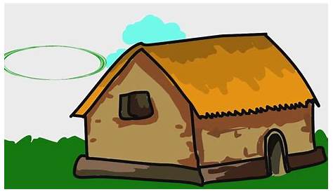 Kutcha House And Pucca House Drawing For Kids
