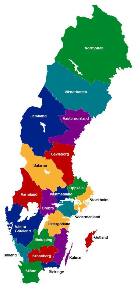 Sverige karta län Karta av svenska län (Norra Europa Europa)