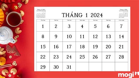 lịch âm dương tháng 1 năm 2024