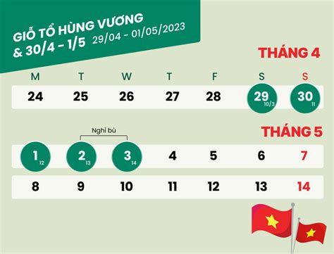 lịch nghỉ lễ 30/4 2023