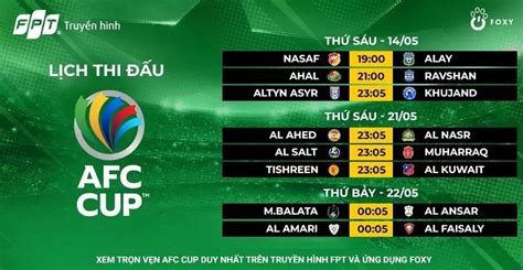 lịch thi đấu afc cup